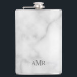 Classic Personalized Monogram Hip Flask<br><div class="desc">Classic design features personalized 3 letter initial monogram in grey classic serif font style on white marble background. Perfect as holiday gift, father's day gift for dad and gift for any special occasions. Please note: The marble details are simulated in the artwork. No actual marble will be used in the...</div>
