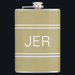 Classic Personalized Monogram Initials Drink Hip Flask<br><div class="desc">Three Initial Monogrammed stainless steel flasks are timeless, classic and stylish. Our Unique design is the perfect personalized gift for that special occasion. Shop our integrated collection of coordinating colours and golf - sports accessories. Custom personal monogrammed initials are added to a golden yellow background with white shadowed font and...</div>