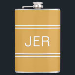 Classic Personalized Monogram Initials Drink Hip Flask<br><div class="desc">Three Initial Monogrammed stainless steel flasks are timeless, classic and stylish. Our Unique design is the perfect personalized gift for that special occasion. Shop our integrated collection of coordinating colours and golf - sports accessories. Custom personal monogrammed initials are added to a golden yellow background with white shadowed font and...</div>
