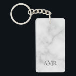 Classic Personalized Monogram Keychain<br><div class="desc">Classic design features personalized 3 letter initial monogram in grey classic serif font style on white marble background. Perfect as holiday gift, father's day gift for dad and gift for any special occasions. Please note: The marble details are simulated in the artwork. No actual marble will be used in the...</div>
