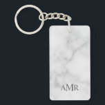 Classic Personalized Monogram Keychain<br><div class="desc">Classic design features personalized 3 letter initial monogram in grey classic serif font style on white marble background. Perfect as holiday gift, father's day gift for dad and gift for any special occasions. Please note: The marble details are simulated in the artwork. No actual marble will be used in the...</div>