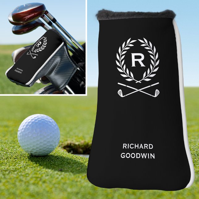 Classic Personalized Monogram Name Black Putter Golf Head Cover (Creator Uploaded)