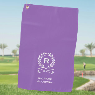 Classic Personalized Monogram Name Purple Golf Towel