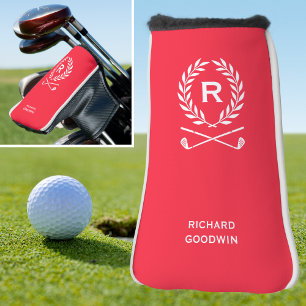 Classic Personalized Monogram Name Red Putter Golf Head Cover