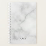 Classic Personalized Monogram Planner<br><div class="desc">Classic design features personalized 3 letter initial monogram in grey classic serif font style on white marble background.

Perfect as holiday gift,  father's day gift for dad and gift for any special occasions.</div>