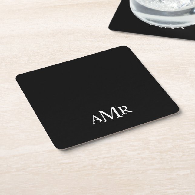 Classic Personalized Monogram Square Paper Coaster (Angled)