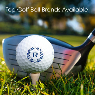 Classic Personalized Monogram Wreath Blue Golf Balls