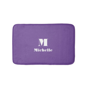 Classic Personalized Name Initial Solid Purple Bath Mat