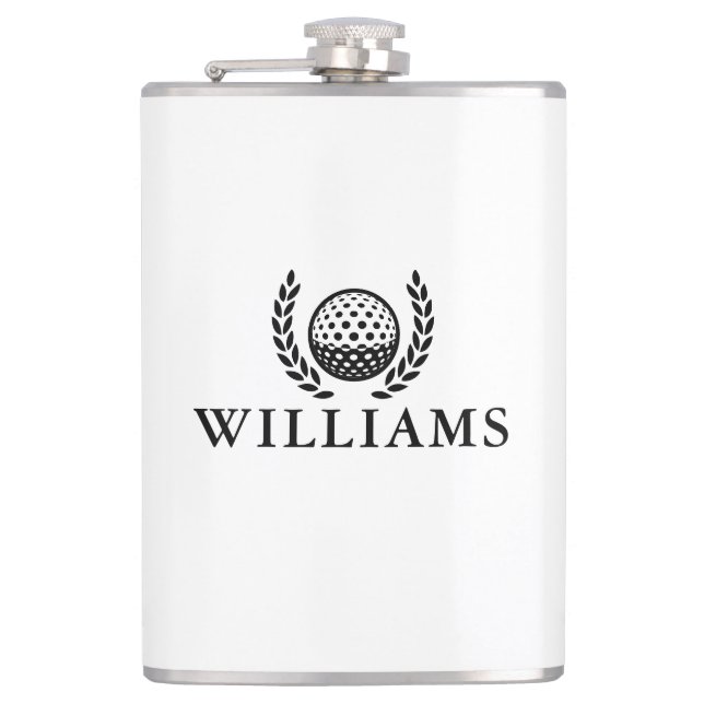 Classic Personalized Name Monogram Golf Ball Hip Flask (Front)