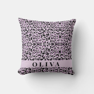 Classic Personalized Pink Leopard Print Throw Pillow
