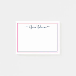 Classic Personalized Post-it Notes | Navy & Pink