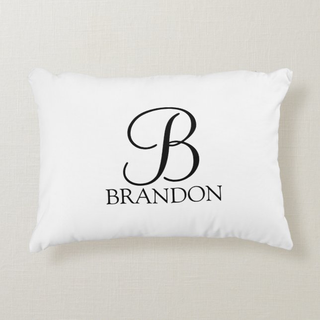 Classic Personalized Script Monogram and Name Accent Pillow (Front)