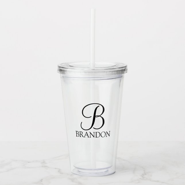 Classic Personalized Script Monogram and Name Acrylic Tumbler (Front)