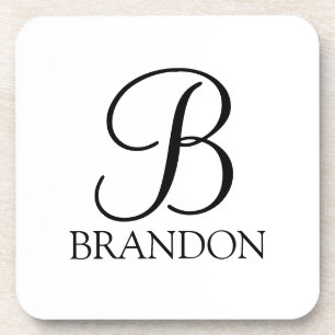 Classic Personalized Script Monogram and Name Coaster