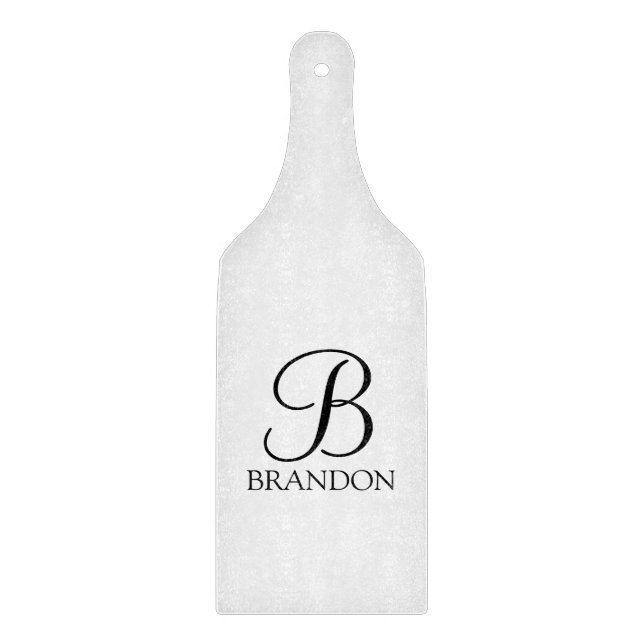 Classic Personalized Script Monogram and Name Cutting Board (Front)