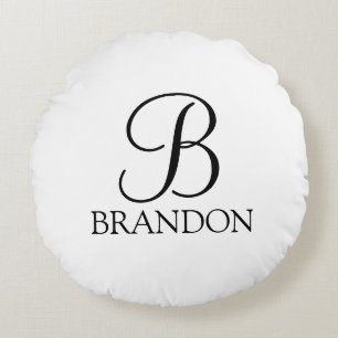 Classic Personalized Script Monogram and Name Round Pillow