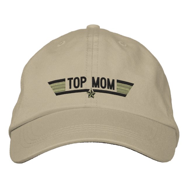 Classic Personalized Star Mom Wings or My Text Embroidered Hat (Front)
