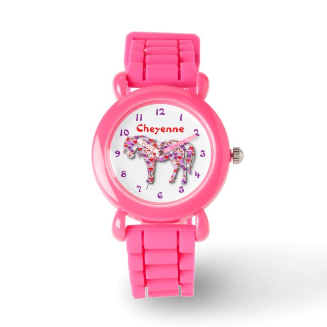 Classic Personnalisé Cheval Rose Coeur Montre Pony (Recto)