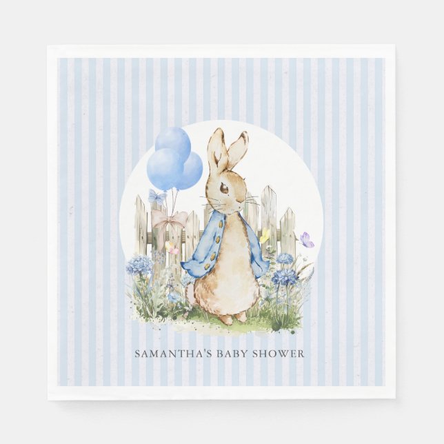 Classic Peter Rabbit Baby Shower Boy Napkin (Front)