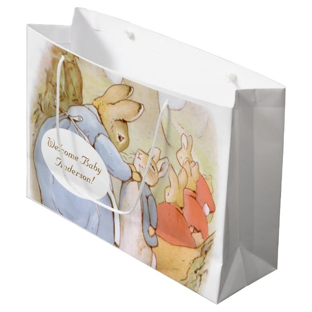 Classic Peter Rabbit Baby Shower Large Gift Bag (Front Angled)