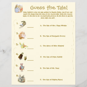 Classic Peter Rabbit Themed Baby Shower Game Flyer