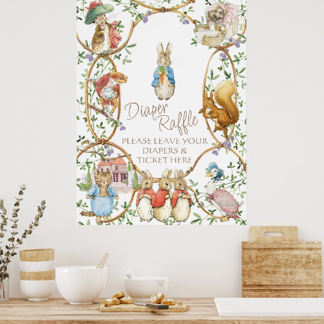 Classic Peter the Rabbit Baby Diaper Raffle Budget Poster (Kitchen)