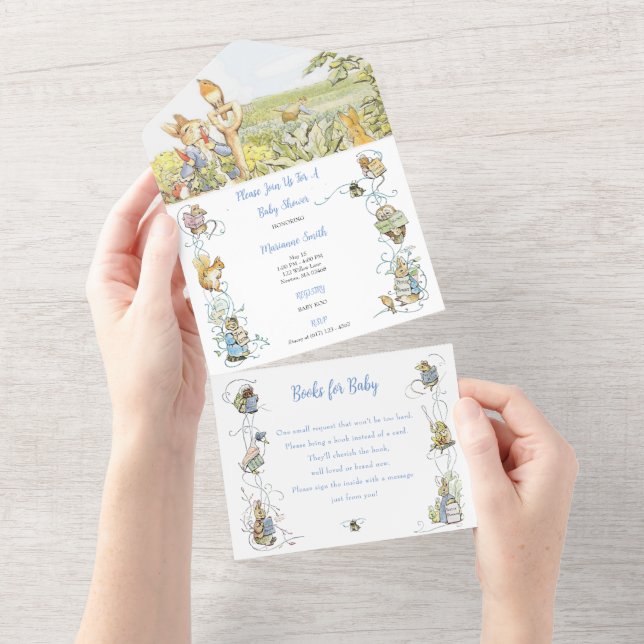 Classic Peter the Rabbit Baby Shower All In One In All In One Invitation (Tearaway)
