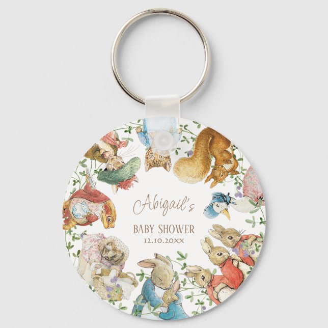 Classic Peter the Rabbit Baby Shower Keychain (Front)