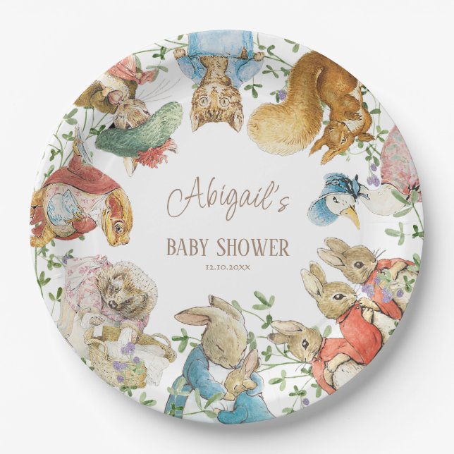 Classic Peter the Rabbit Baby Shower Paper Plate (Front)