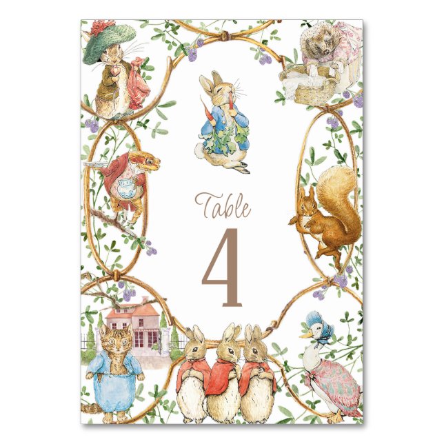 Classic Peter the Rabbit Baby Shower Table Number (Back)