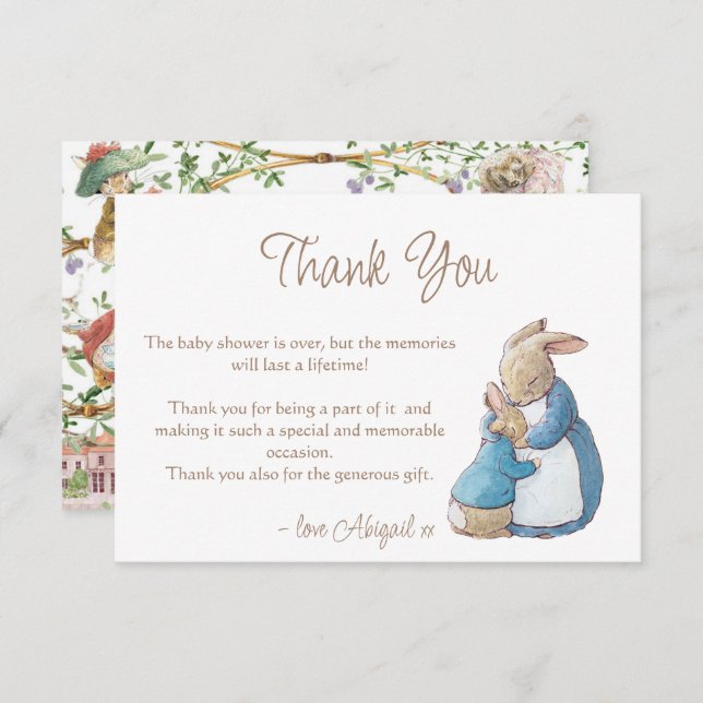 Classic Peter the Rabbit Baby Shower Thank You Car (Front/Back)
