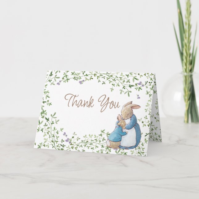 Classic Peter the Rabbit Baby Shower Thank You Car Card (Front)