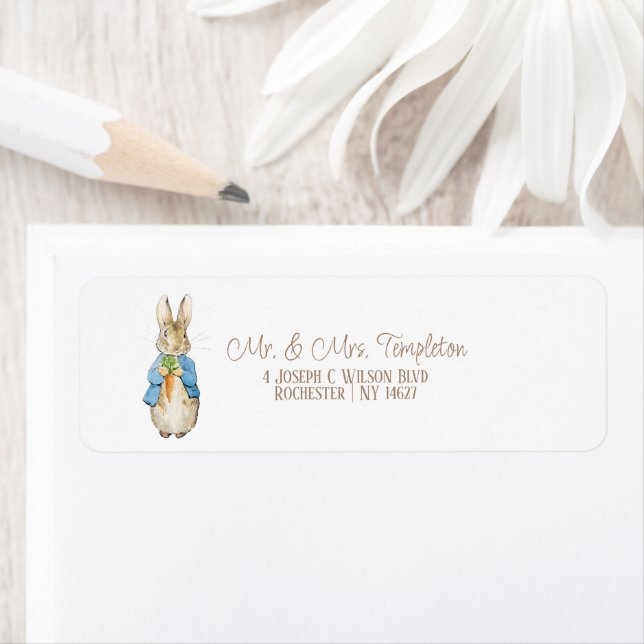 Classic Peter the Rabbit Beatrix Baby Shower Label (Insitu)