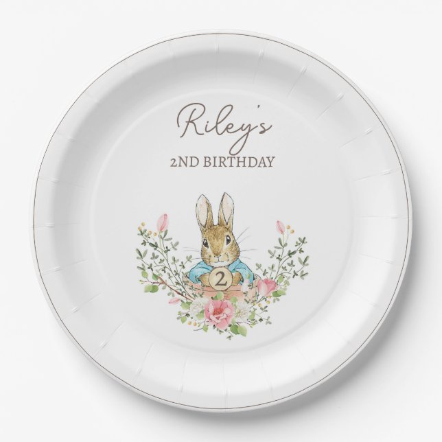 Classic Peter the Rabbit Birthday Paper Plate (Front)