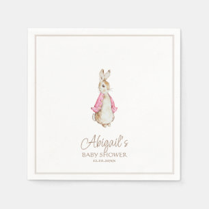 Classic Peter the Rabbit Pink Girl Baby Shower Napkin