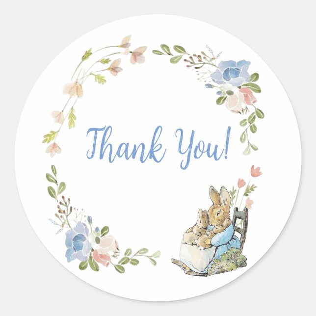 Classic Peter the Rabbit Twin Baby Shower  Classic Round Sticker (Front)