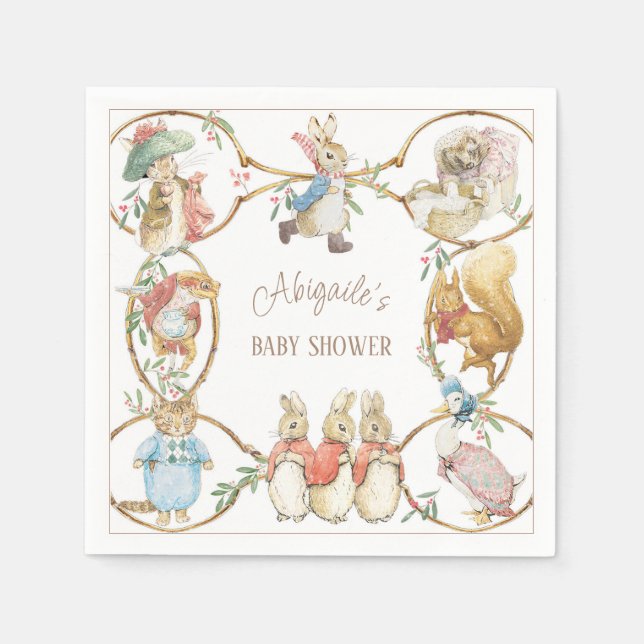 Classic Peter the Rabbit Winter Baby Shower Napkin (Front)