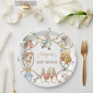 Classic Peter the Rabbit Winter Baby Shower Paper Plate