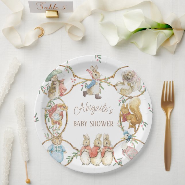 Classic Peter the Rabbit Winter Baby Shower Paper Plate (Wedding)