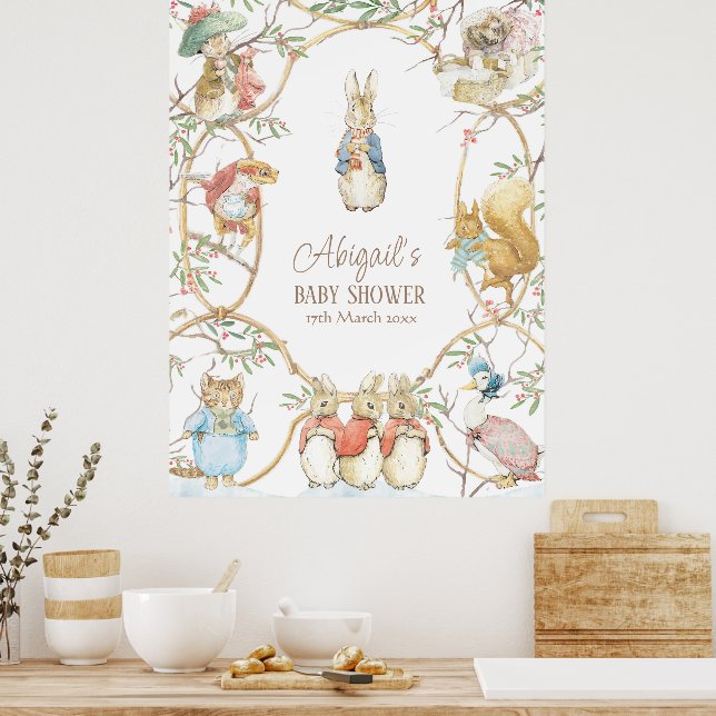 Classic Peter the Rabbit Winter Baby Shower Poster (Kitchen)