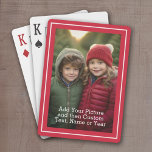 Classic Photo and Text With Red Border Playing Cards<br><div class="desc">Custom playing cards with a photo are a unique way to personalize a classic deck, transforming it into a memorable keepsake or gift. Featuring a cherished image—such as a family portrait, a pet, or a special moment—these cards blend functionality with sentimentality. Printed on high-quality stock, they maintain the feel of...</div>