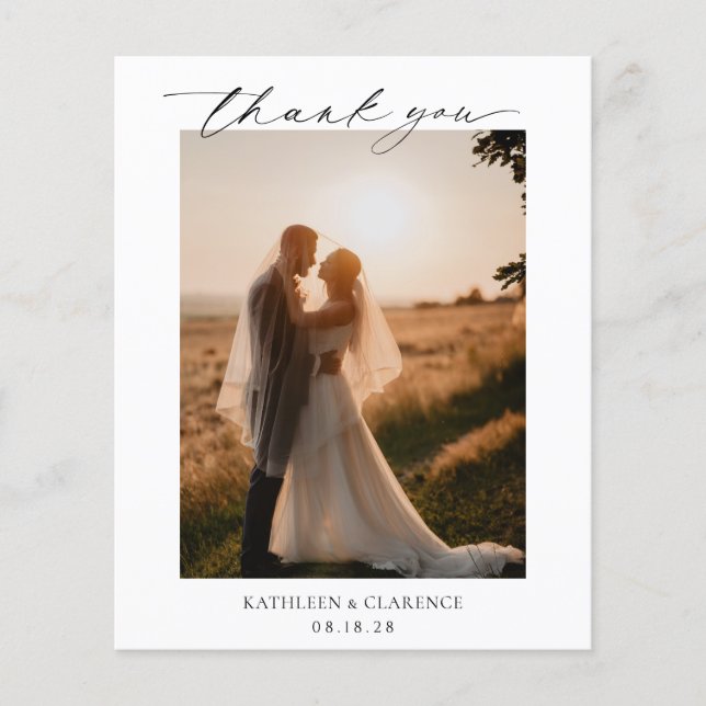 Classic Photo Budget Wedding Thank You Card (Front)