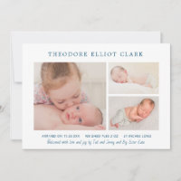 Classic Photo Collage Blue Handsome Boy Birth