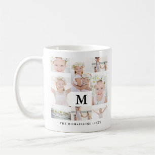 Classic Photo Collage with Monogram and Name Coffee Mug