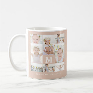 Classic Photo Collage with Monogram and Name Coffee Mug