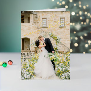 Classic Photo Elegant Newlywed Christmas Foil Holiday Card
