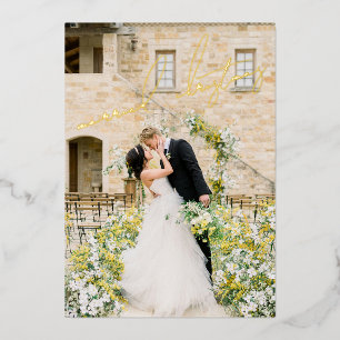 Classic Photo Elegant Newlywed Christmas Foil Holiday Card