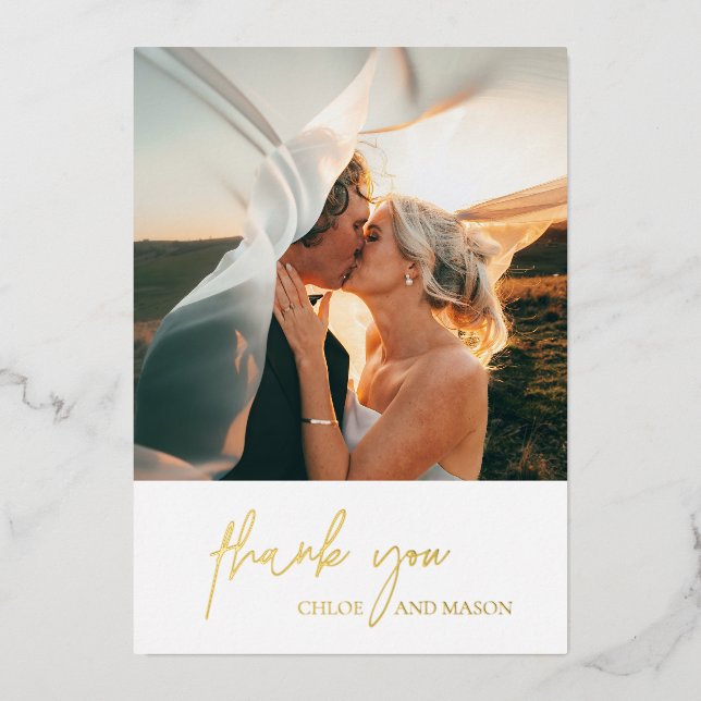 Classic Photo Elegant Wedding Thank You (Front)