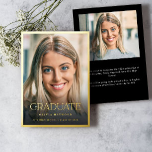 Classic Photo Gold Foil Faire-part de graduation