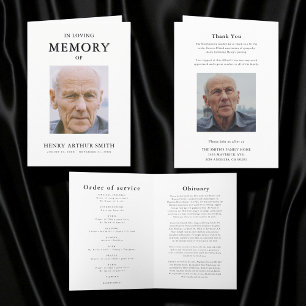 Classic Photo Memorial Funeral Order of Service Card